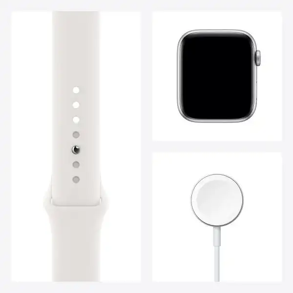 APPLE WATCH 6 44MM SILVER/WHITE SPORT BAND M00D3BS