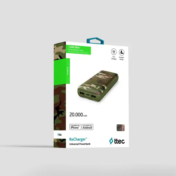 TTEC POWERBANK 20000MAH GREEN CAMOUFLAGE