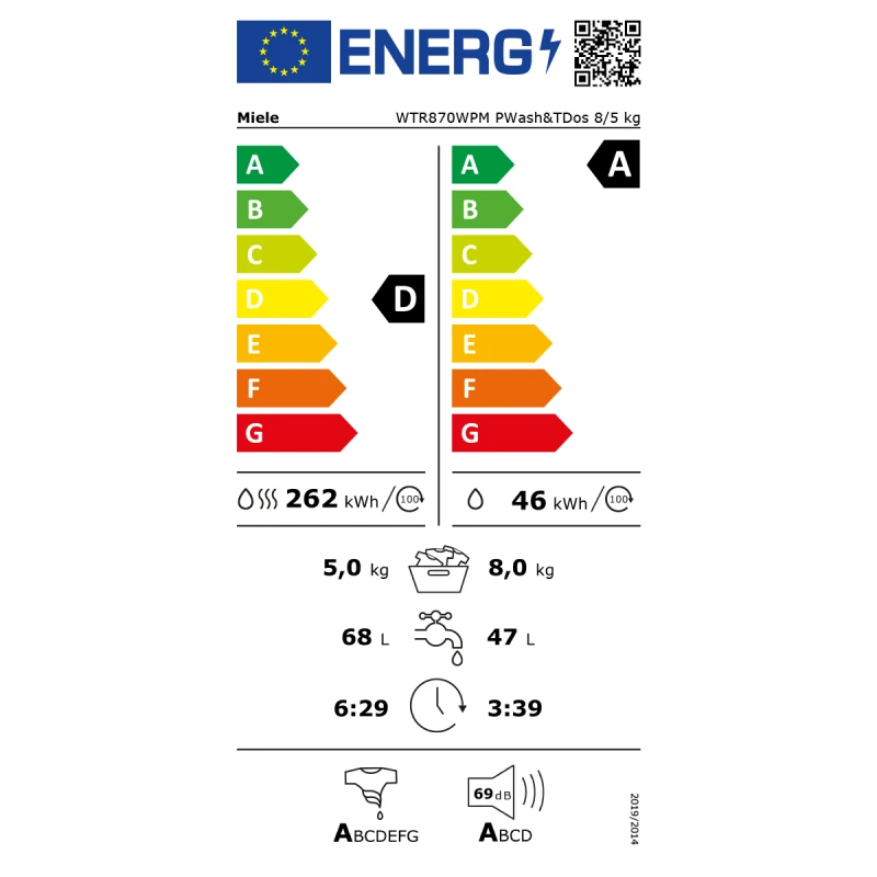 MIELE WTR870 WPM PWash&TDos 8/5 kg