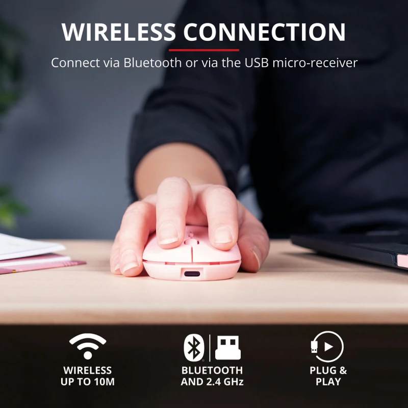 TRUST 24125 PUCK WRL RCHRGABLE MOUSE PNK