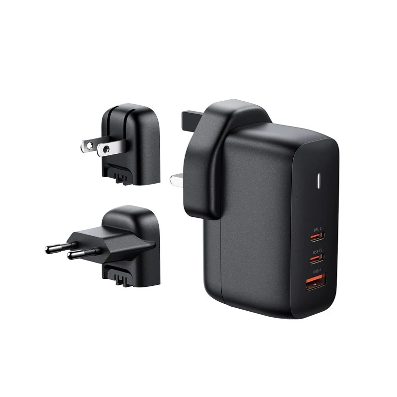 XMART DUAL TYPE-C TRAVEL CHARGER+1XUSB BLACK20V QC4.0+PD 65W