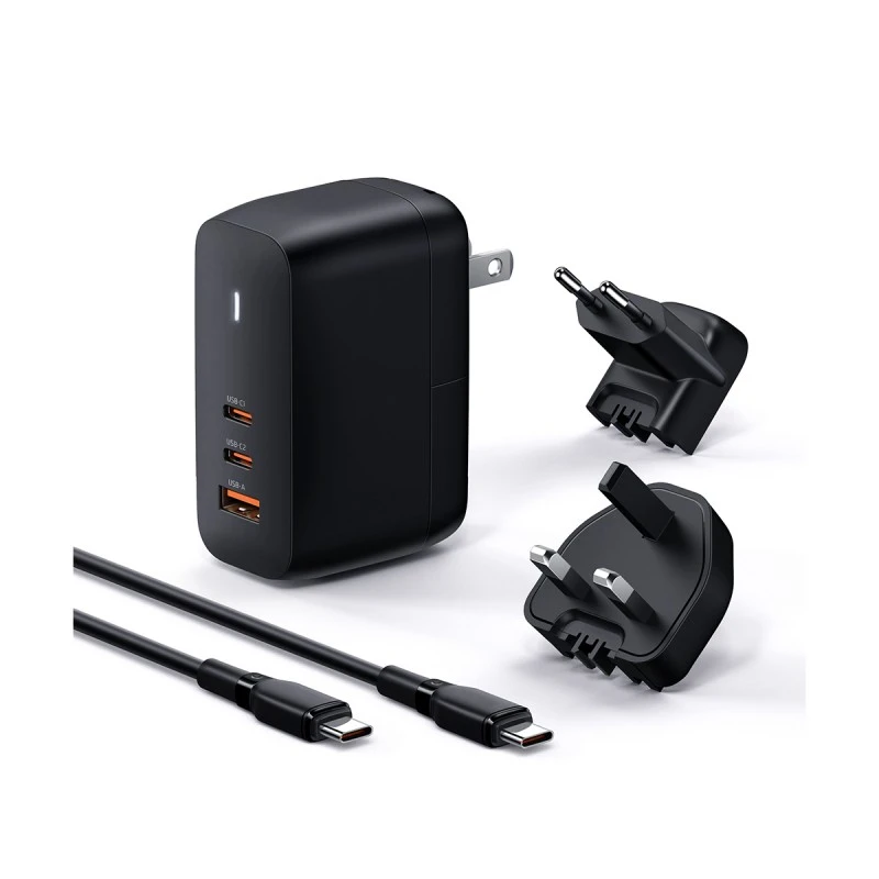 XMART DUAL TYPE-C TRAVEL CHARGER+1XUSB BLACK20V QC4.0+PD 65W