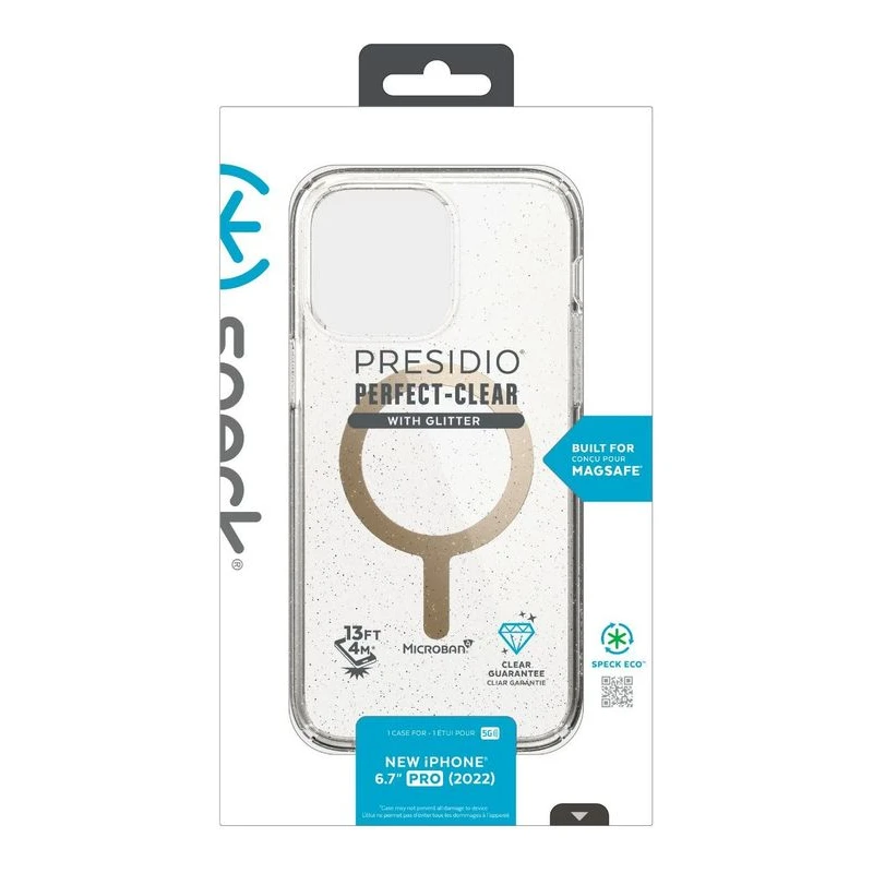 SPECK IPHONE 14 PRO MAX PRESIDIO 2 CLEAR/GLITTER GOLD-MAG