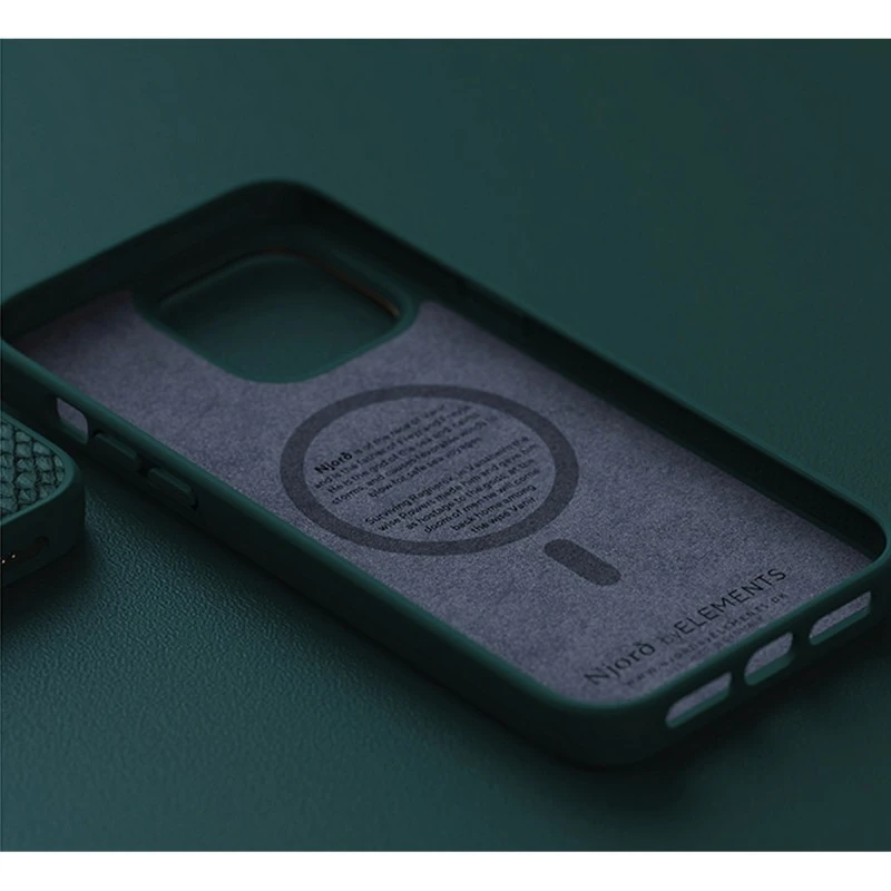 NJORD MAGSAFE КАЛЪФ КОЖА ОТ СЬОМГА ЗА IPHONE 14 PROMAX ЗЕЛЕН