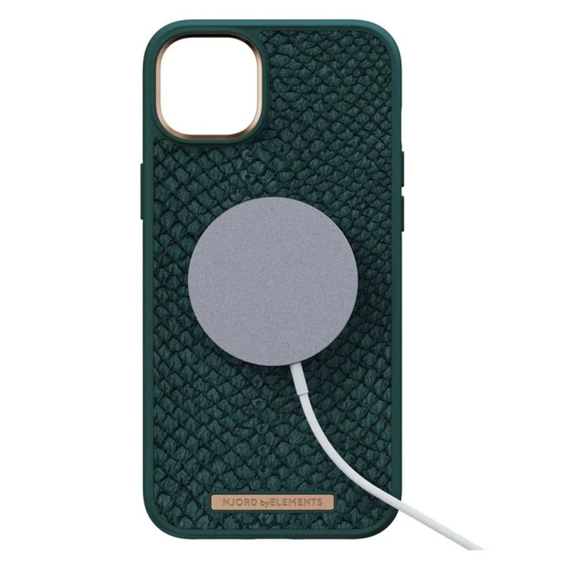 NJORD MAGSAFE КАЛЪФ КОЖА ОТ СЬОМГА ЗА IPHONE 14 PRO ЗЕЛЕН