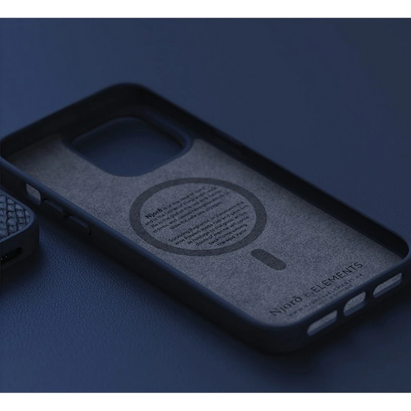 NJORD MAGSAFE КАЛЪФ КОЖА ОТ СЬОМГА ЗА IPHONE 14 PLUS СИН