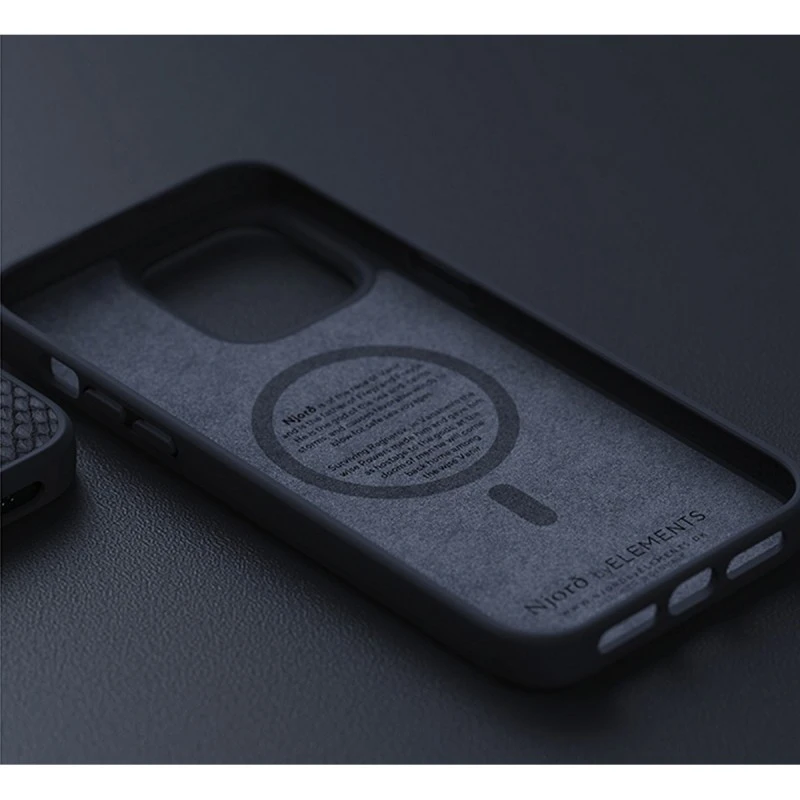 NJORD MAGSAFE КАЛЪФ КОЖА ОТ СЬОМГА ЗА IPHONE 14 PLUS ЧЕРЕН