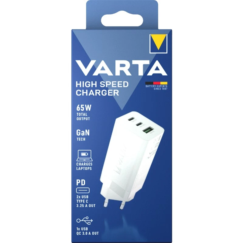 VARTA HIGH SPEED CHARGER 65W TYPE C + USB 3.0