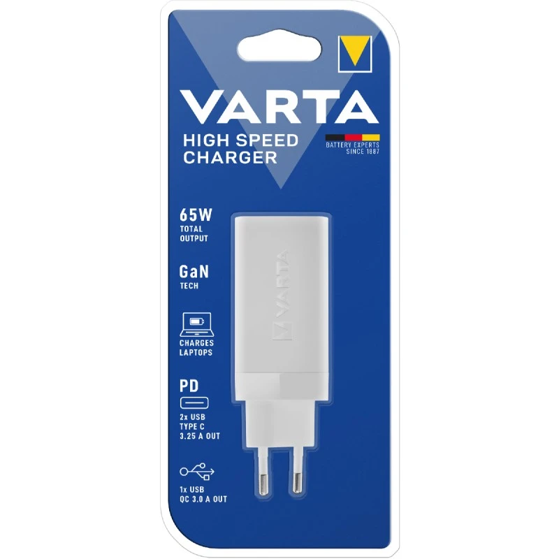 VARTA HIGH SPEED CHARGER 65W TYPE C + USB 3.0