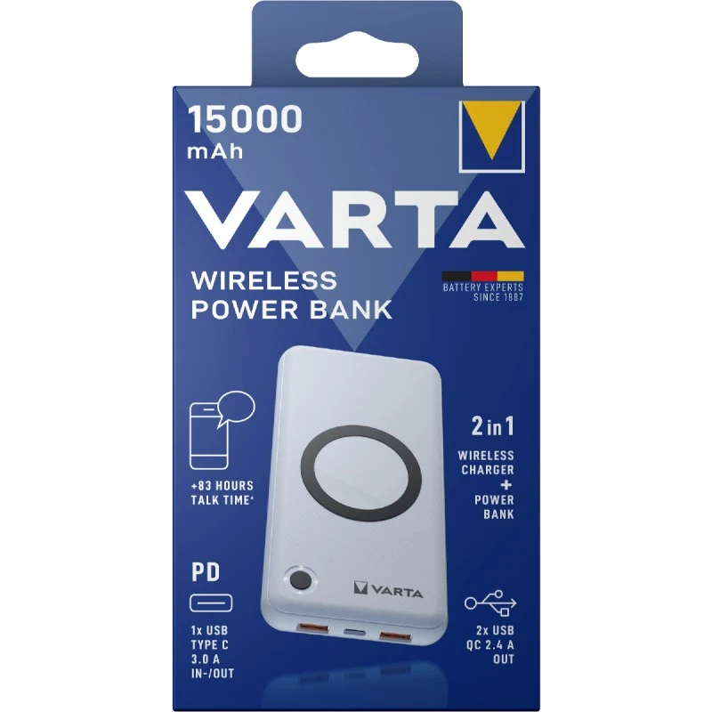 VARTA WIRELESS POWER BANK 15000MAH BOX