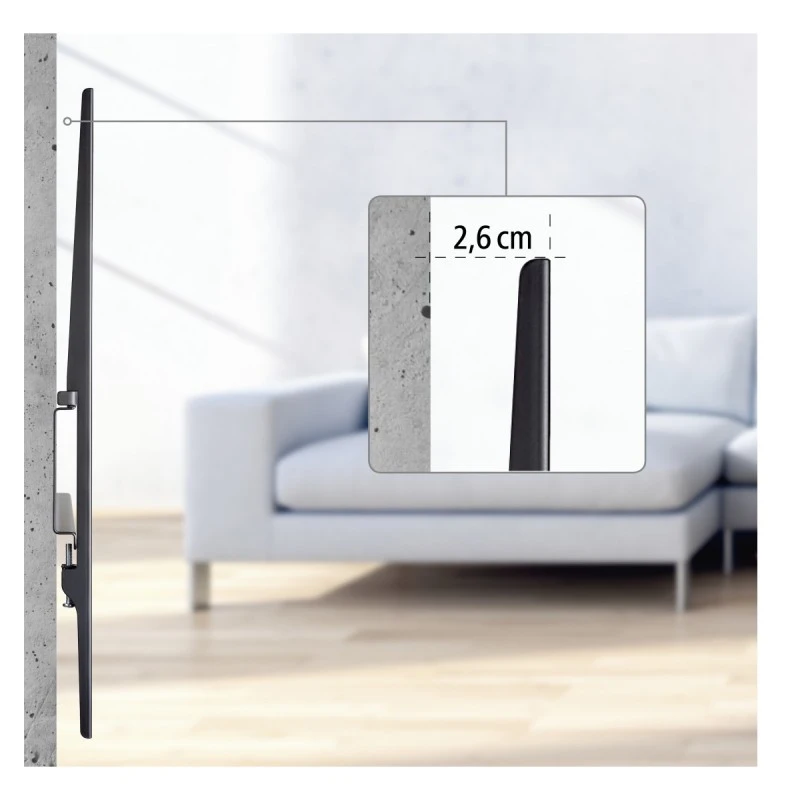 HAMA 118128/220842 СТОЙКА TV ULTRASLIM FIX  XL 90'' ЧЕРНА