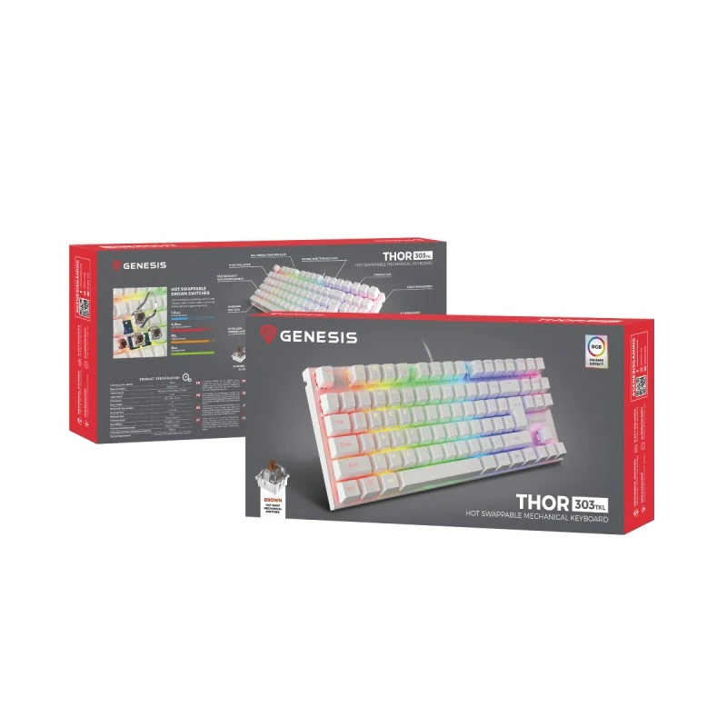 GENESIS NKG-1862 THOR 303 GAMING KB TKL US RGB WH
