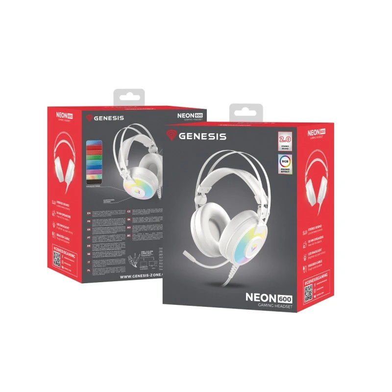 GENESIS NEON 600 HEADSET RGB ILLUMINATION WH