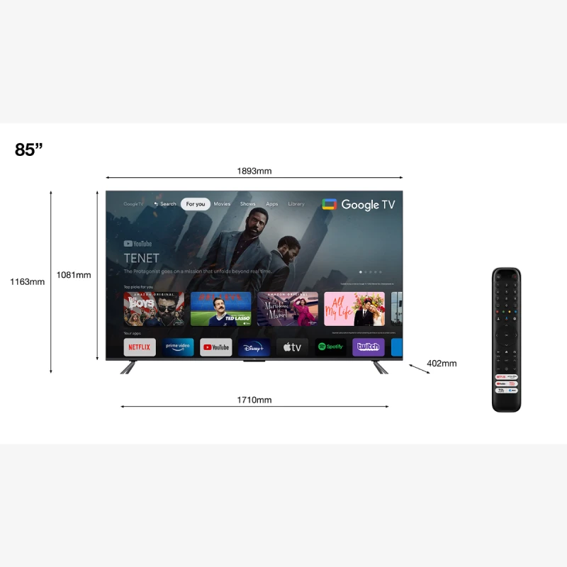 TCL 85C645 QLED SMART GOOGLE TV