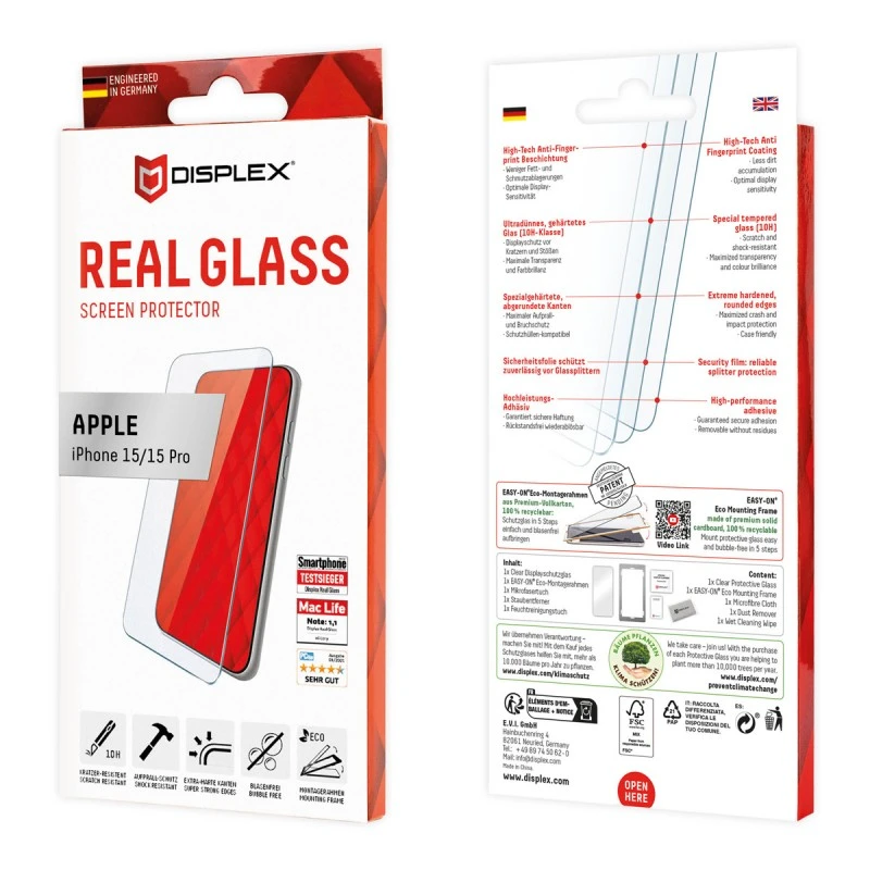 DISPLEX IPHONE 15/15 PRO 10H REAL GLASS 2D
