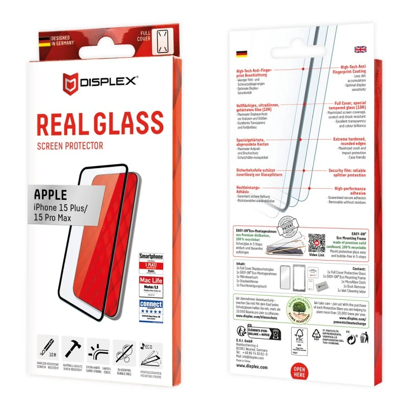 DISPLEX IPHONE 15PLUS/15PRO MAX 10H REAL GLASS FULL COVER 3D