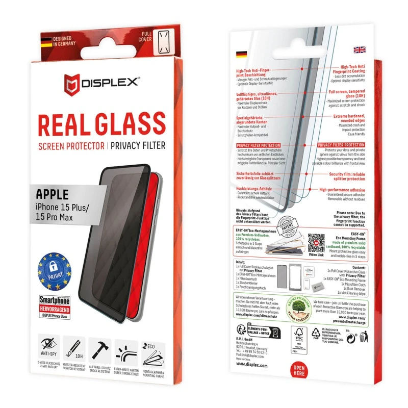 DISPLEX IPHONE 15 PLUS/15 PRO MAX 10H REAL GLASS PRIVACY 3D