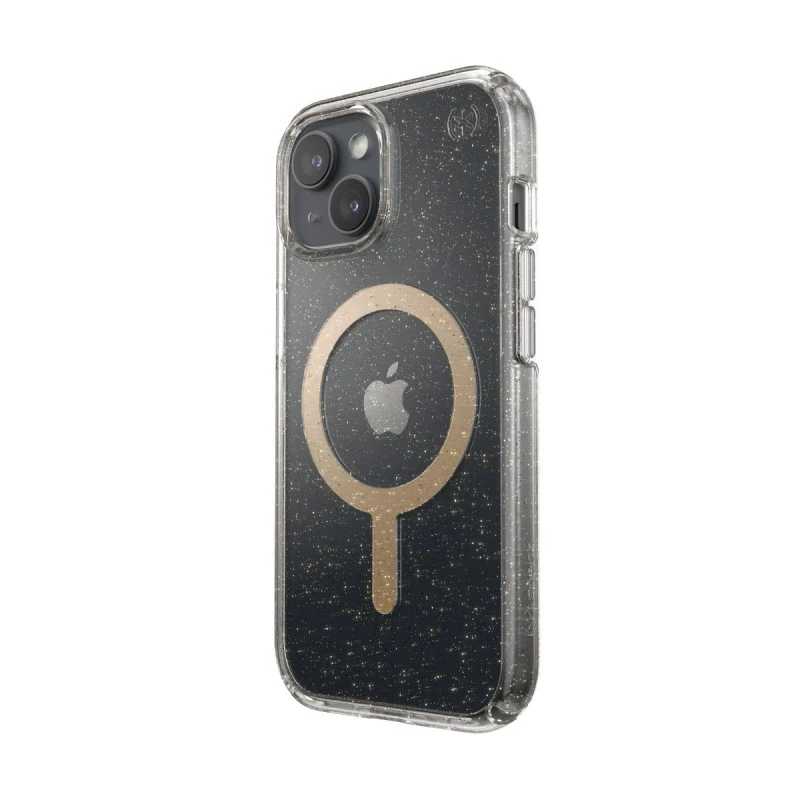SPECK IPHONE 15 PRESIDIO 2 CLEAR GLITTER / GOLD + MAGSAFE