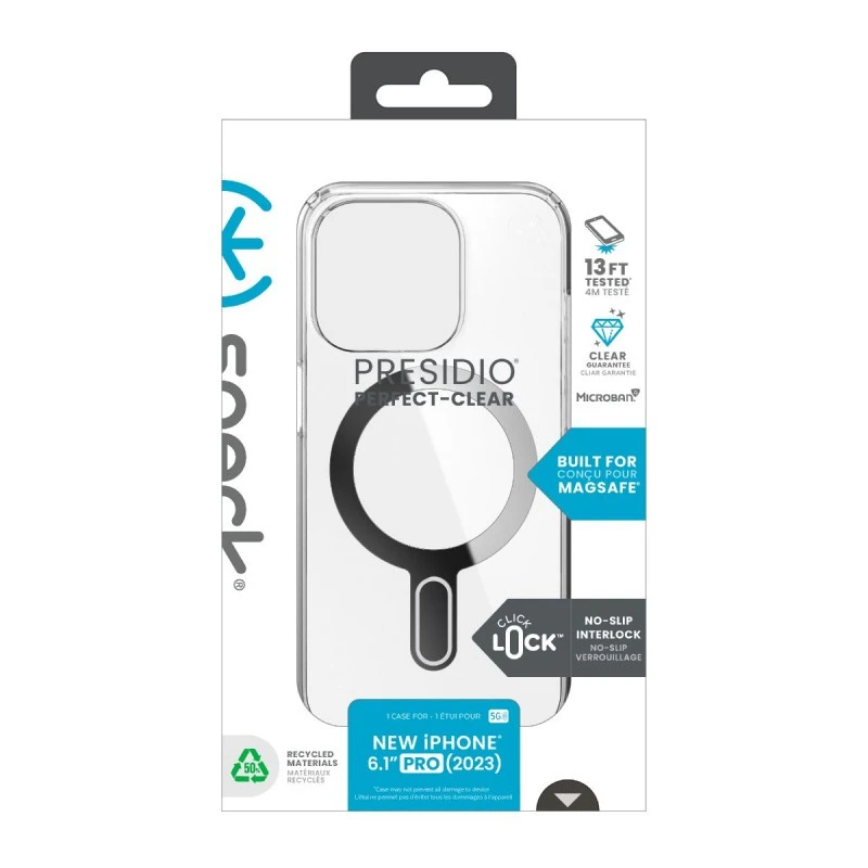 SPECK IPHONE 15 PRO PRESIDIO 2 CLEAR + MAGSAFE + CLICK LOCK