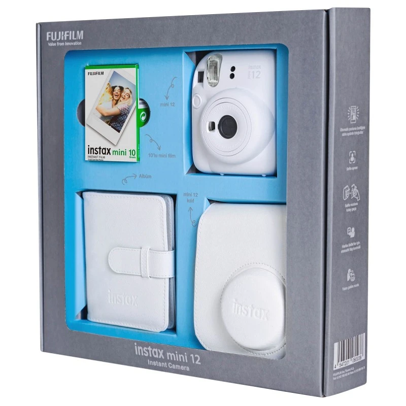 FUJIFILM INSTAX MINI 12 CLAY WHITE BUNDLE BOX