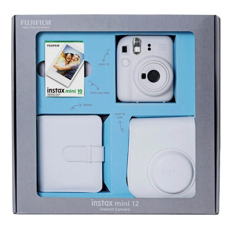 FUJIFILM INSTAX MINI 12 CLAY WHITE BUNDLE BOX