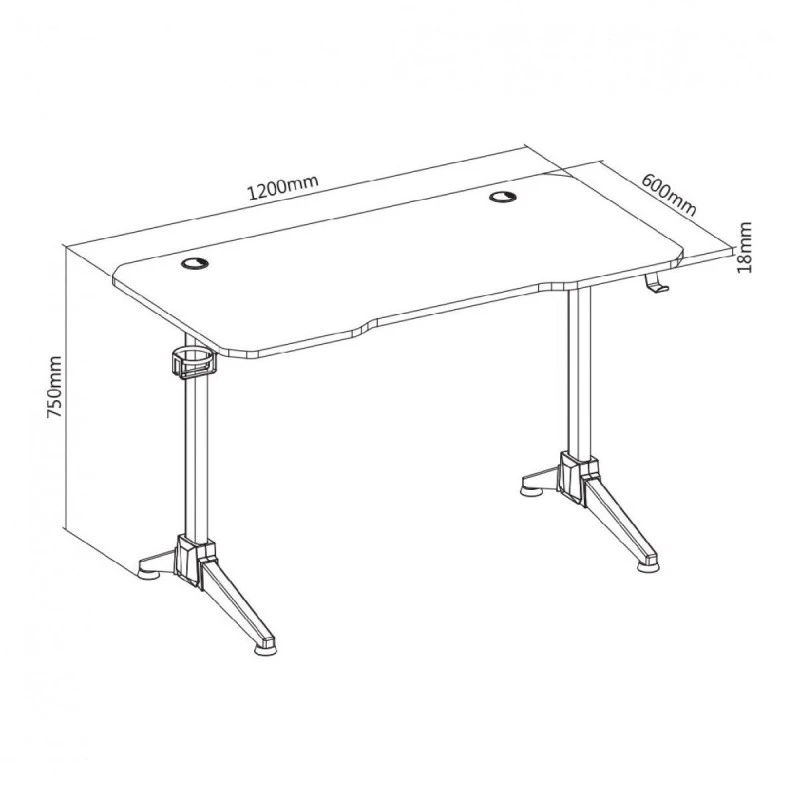 WHITE SHARK GAMING DESK FIRE SHADOW 120X60X18