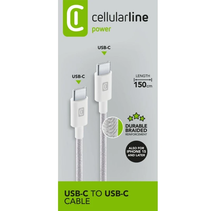 CELLULAR LINE КАБЕЛ USB TYPE-C USB TYPE-C 1.5М БЯЛ