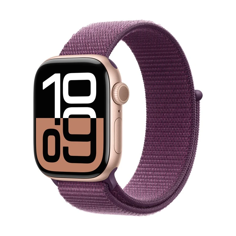 APPLE WATCH 10 42MM ROSE GOLD ALL  PLUM SPORT LOOP