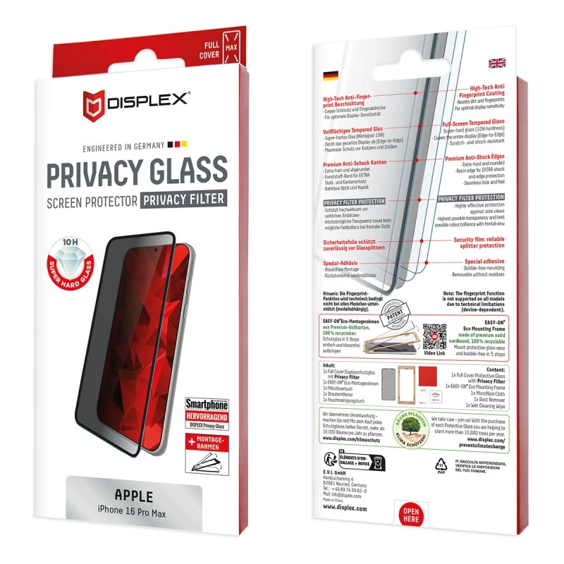 DISPLEX 02000 IPHONE 16 PRO MAX REAL GL.F.C.3D PRIVACY