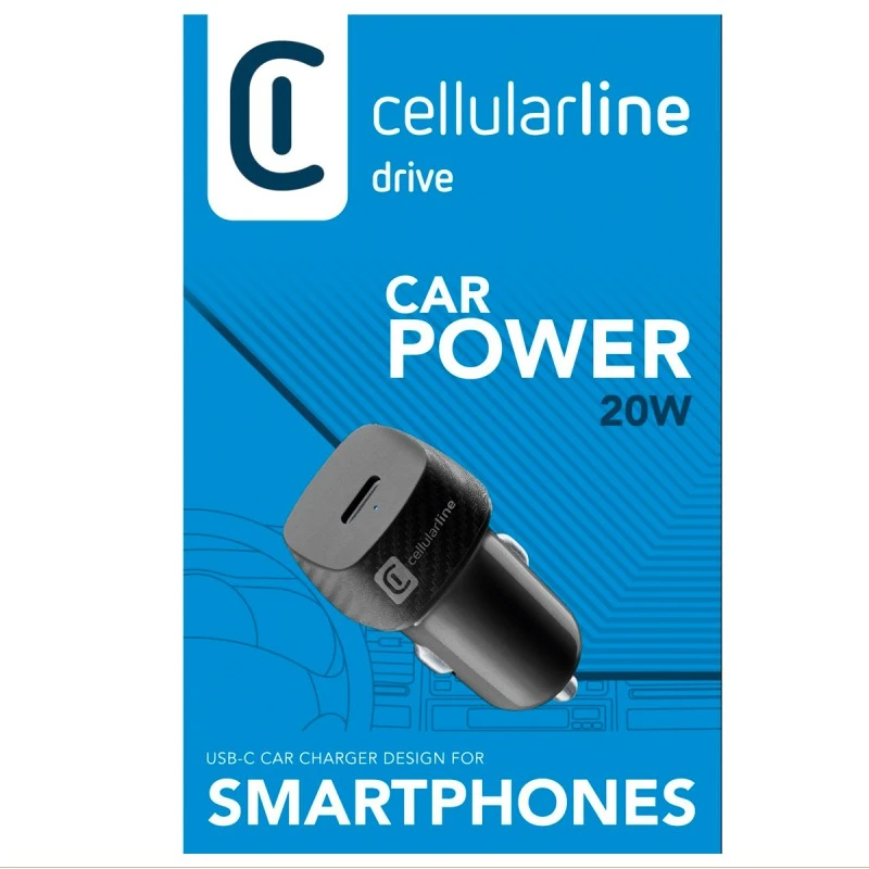 CELLULAR LINE ЗАРЯДНО ЗА КОЛА 12V USB-C 20W ЧЕРНО