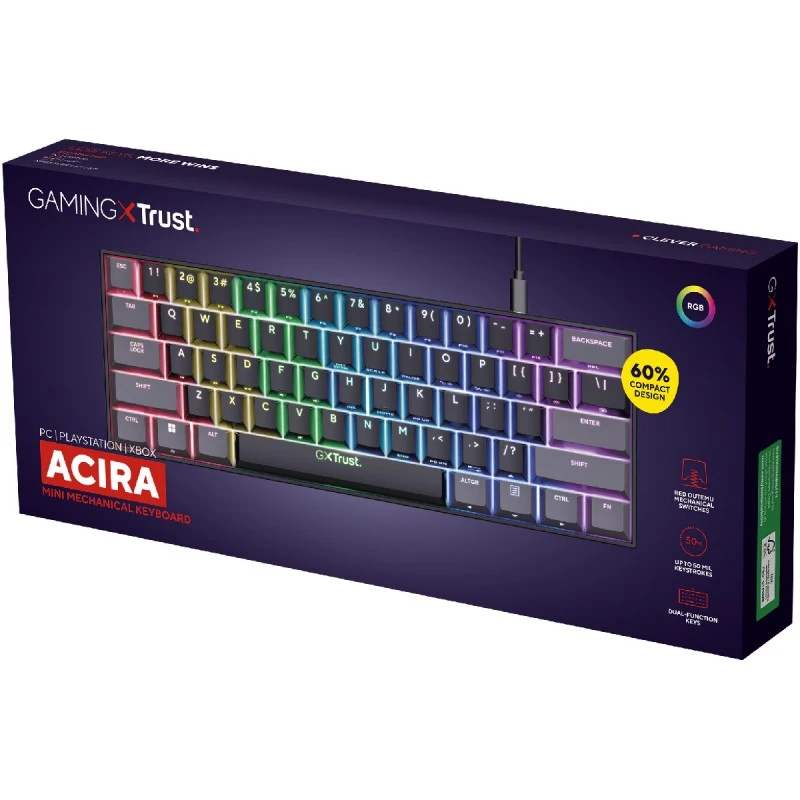 TRUST GXT867 ACIRA 60% MINI GAMING KBD 24882