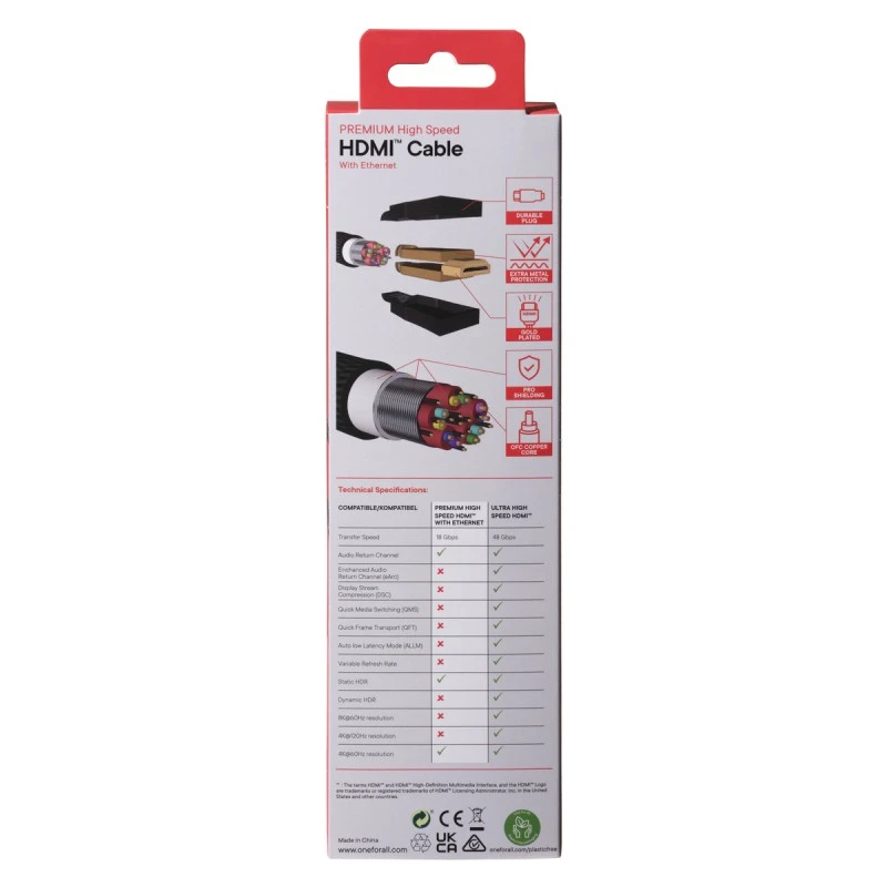 ONE FOR ALL CC5030 КАБЕЛ OFA HDMI PREMIUM HIGH SPEED 3.0M