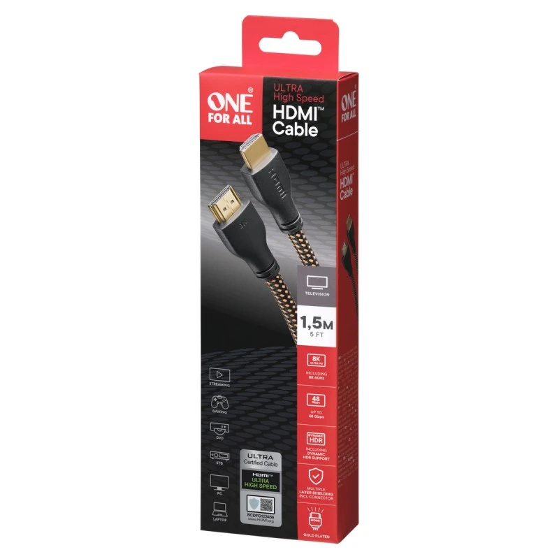 ONE FOR ALL CC5215 КАБЕЛ OFA HDMI ULTRA HIGH SPEED 8K 1.5M