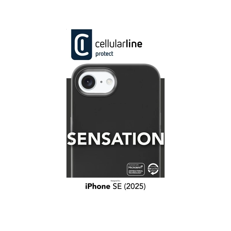 CELLULAR LINE SENSATION КАЛЪФ ЗА IPHONE 16E 4GN ЧЕРЕН