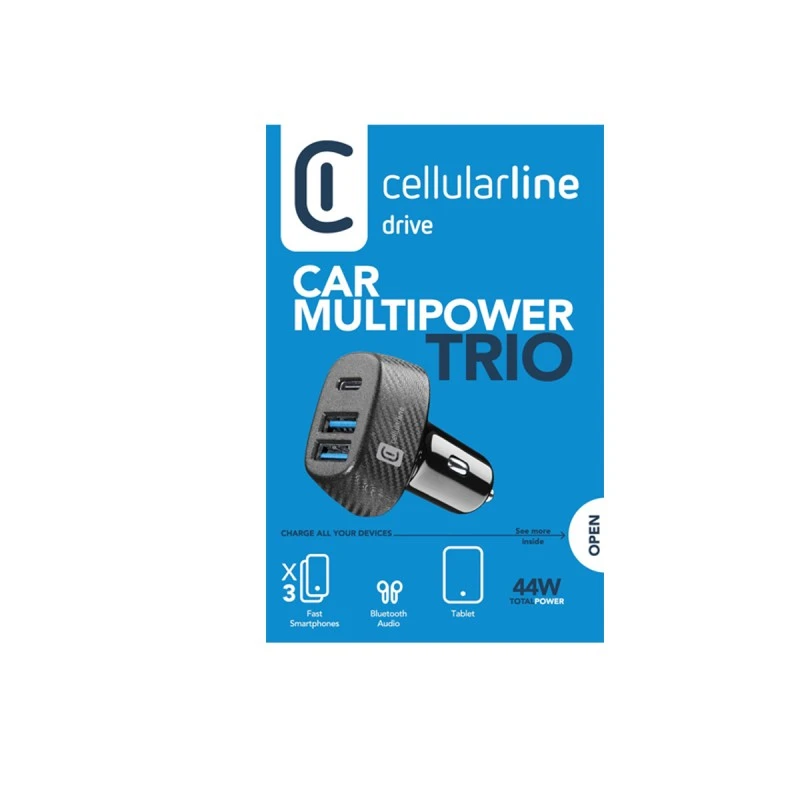 CELLULAR LINE ЗАРЯДНО 12V USB 2 X USB-C TRIO 44W ЧЕРНО