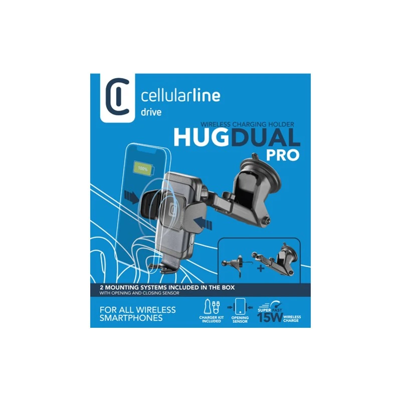 CELLULAR LINE БЕЗЖИЧНА СТОЙКА КОЛА HUG AIR 15W Ч