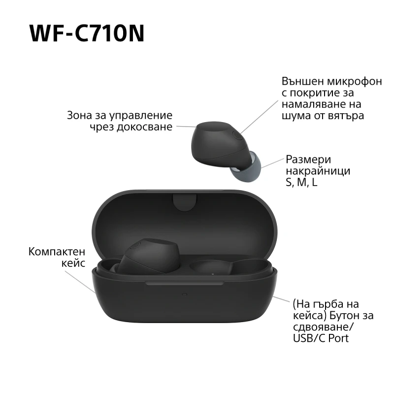 SONY WF-C710NB TRUE WIRELESS HEADPHONES BLACK