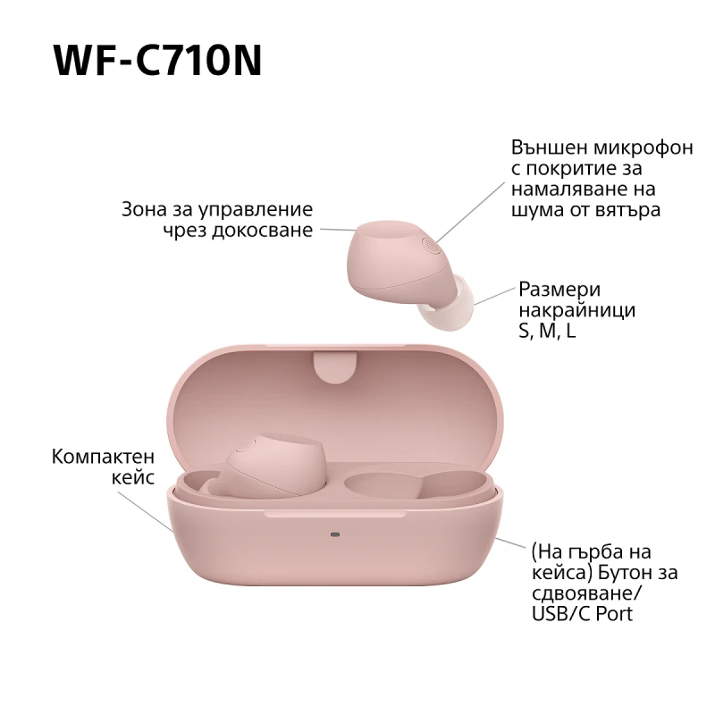 SONY WF-C710NP TRUE WIRELESS HEADPHONES PINK