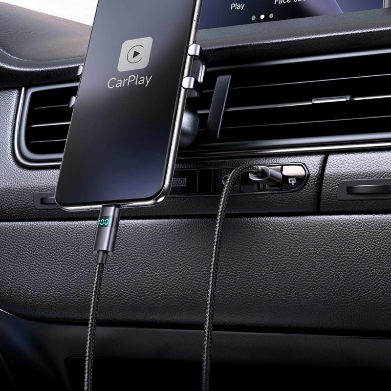 XMART USB TYPE-C CABLE HORIZONTAL LED 6A 1.2M BLACK