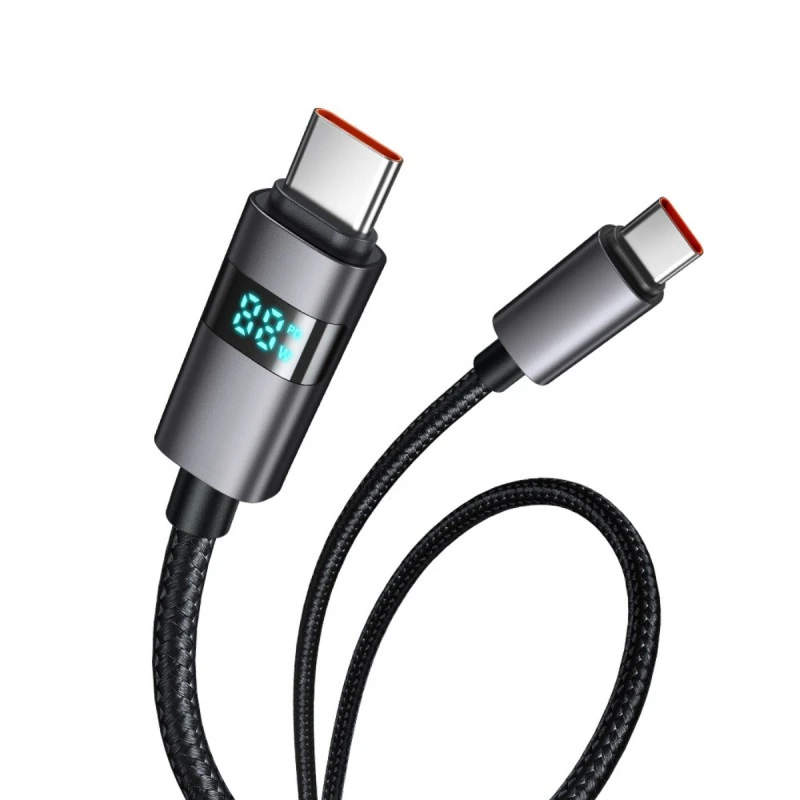 XMART USB TYPE-C CABLE TO TYPE-C H. LED PD100W  1.2M BLACK
