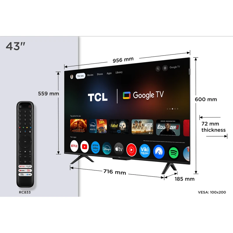 TCL 43P7K QLED SMART GOOGLE TV