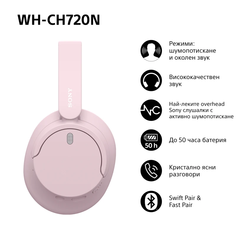 SONY WH-CH720NP WIRELESS BLUETOOTH HEADPHONES PINK