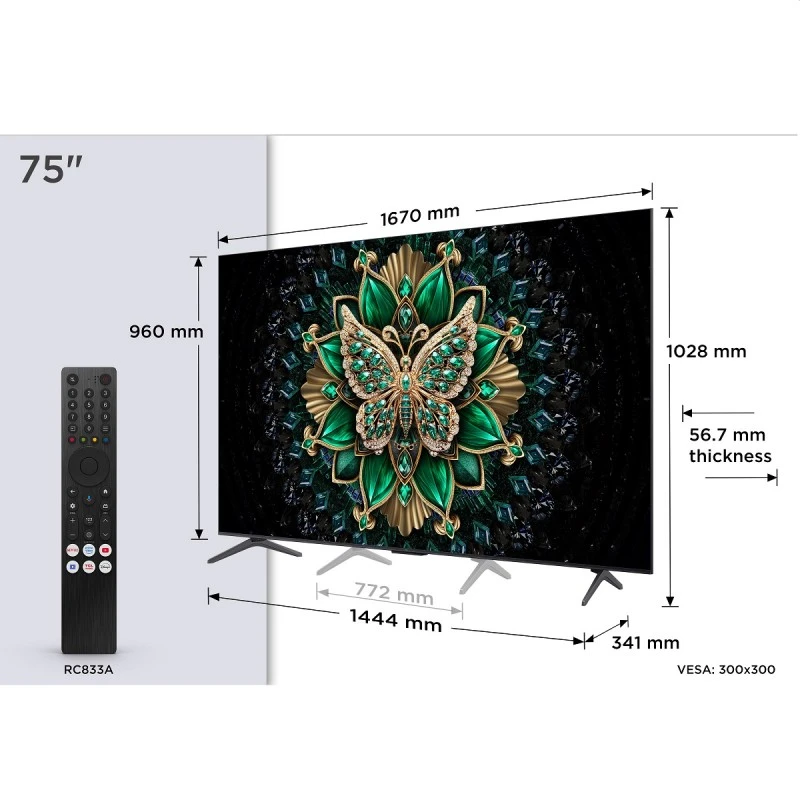 TCL 75C6K QD-MINI LED QLED SMART GOOGLE TV