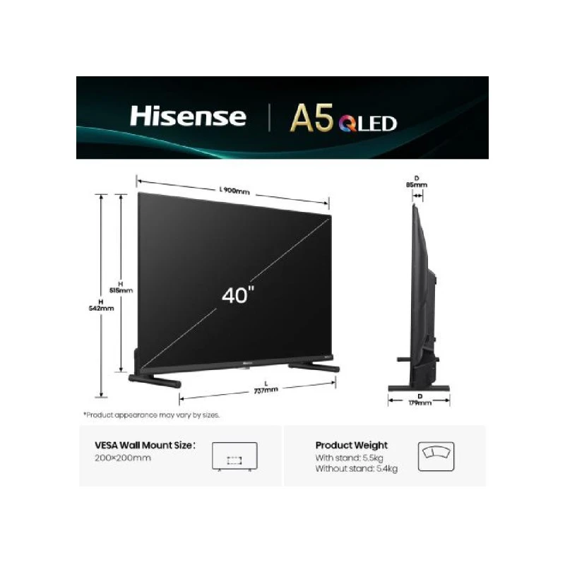 HISENSE 40A5Q QLED FHD SMART TV