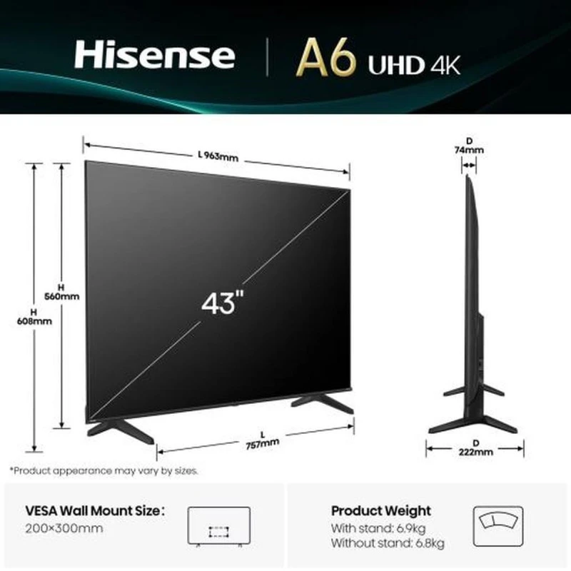 HISENSE 43A6Q UHD SMART TV