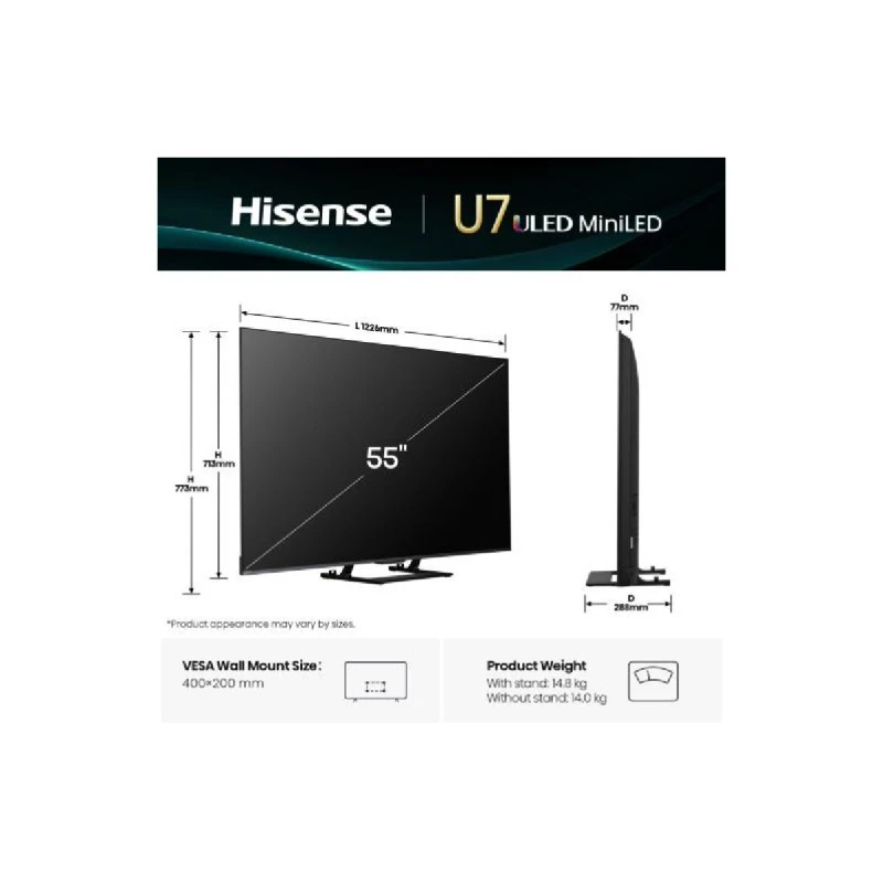HISENSE 55U7Q MINI-LED QLED AI SMART TV