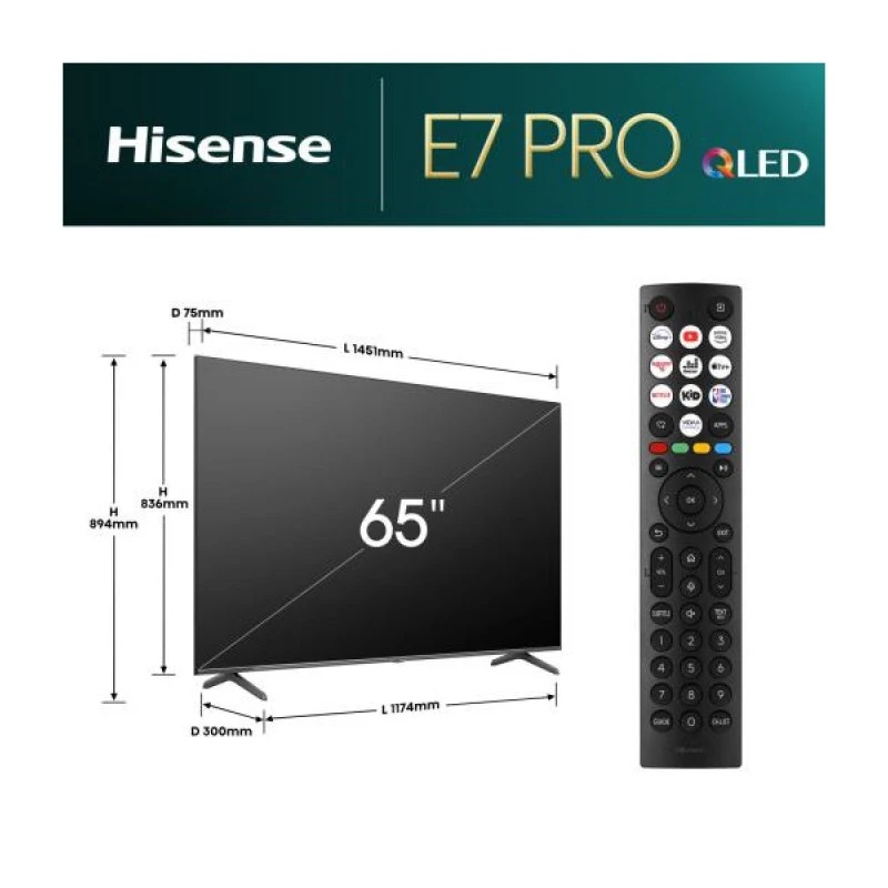 HISENSE 65U7Q PRO MINI-LED QLED AI SMART