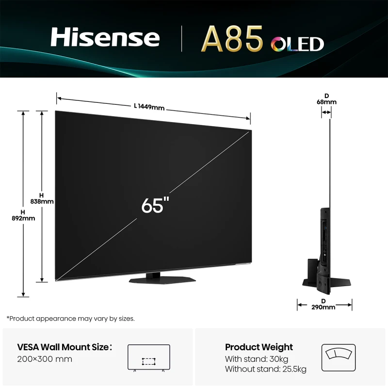HISENSE 65A85Q OLED UHD SMART TV