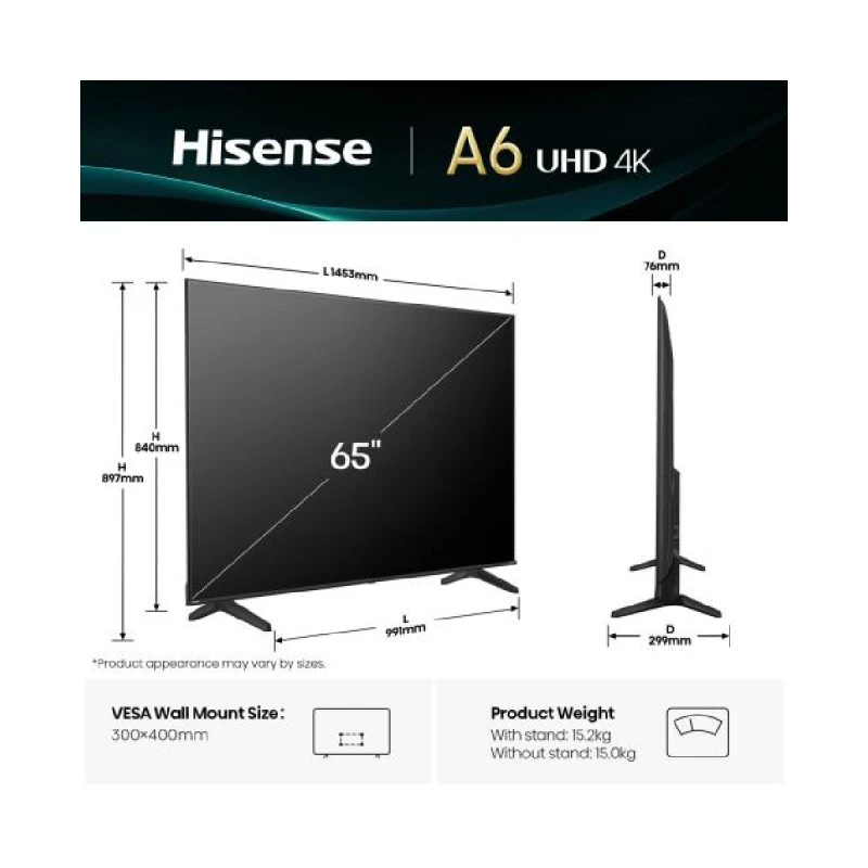 HISENSE 65A6Q UHD SMART TV