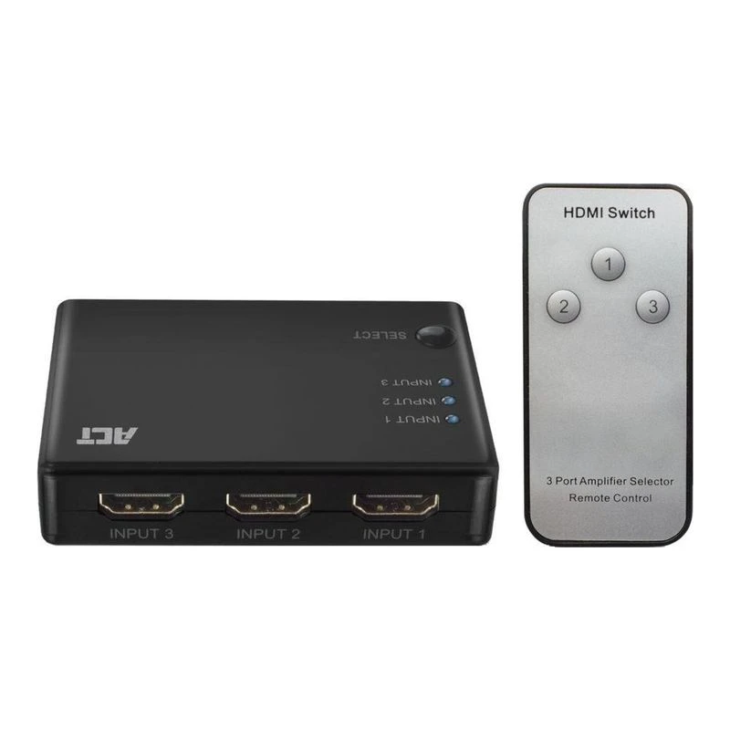 ACT HDMI SWITCH 3ПОРТ СУИЧ USB ДИСТАНЦИОННО 4K 60HZ